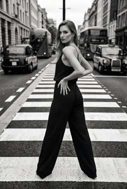 Anna 2 Flowy - B&W Crosswalk Stripes [VAR:2] [Rotated 23° Right]